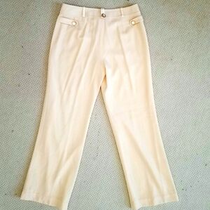 St. John Couture Fashion Fit Trouser. Cream. Woven Size 10.